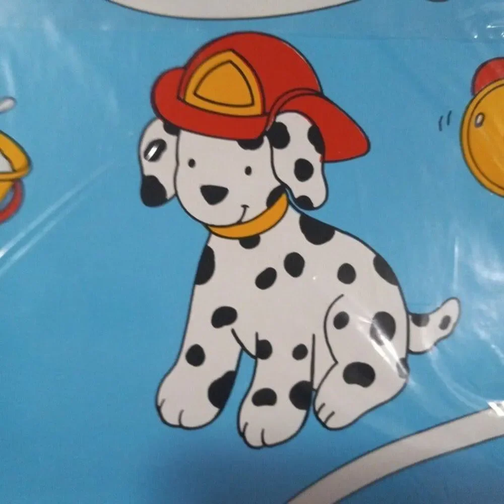 Vintage American Greetings Fireman Dalmatian Gift Wrap Sheets-FW1118F-NEW